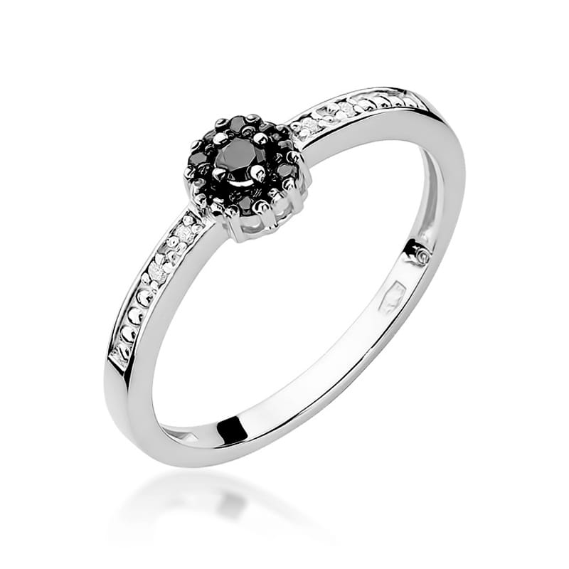 Inel Aur 9K cu Diamante Naturale Albe si Negre 0.09 ct, imaginea 5 din 8