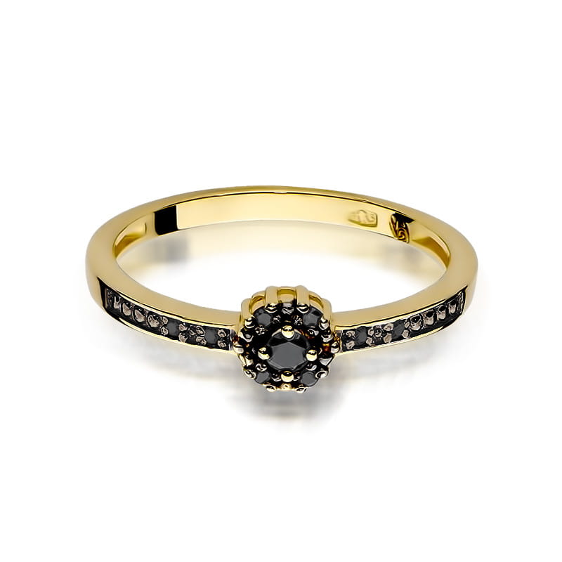 Inel Aur 9K cu Diamante Naturale Negre 0.09 ct, imaginea 2 din 8