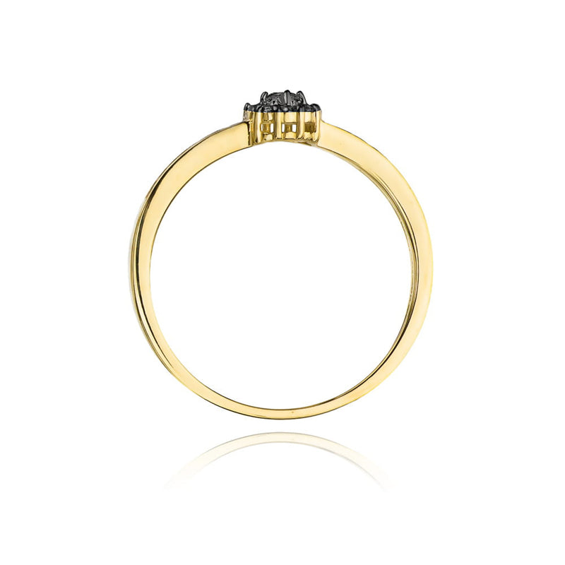 Inel Aur 9K cu Diamante Naturale Negre 0.09 ct, imaginea 3 din 8