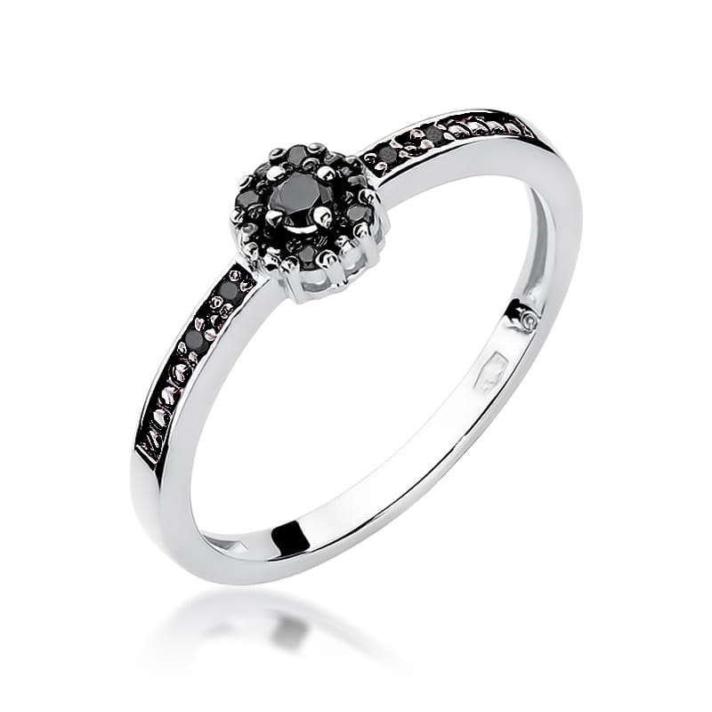Inel Aur 9K cu Diamante Naturale Negre 0.09 ct, imaginea 5 din 8