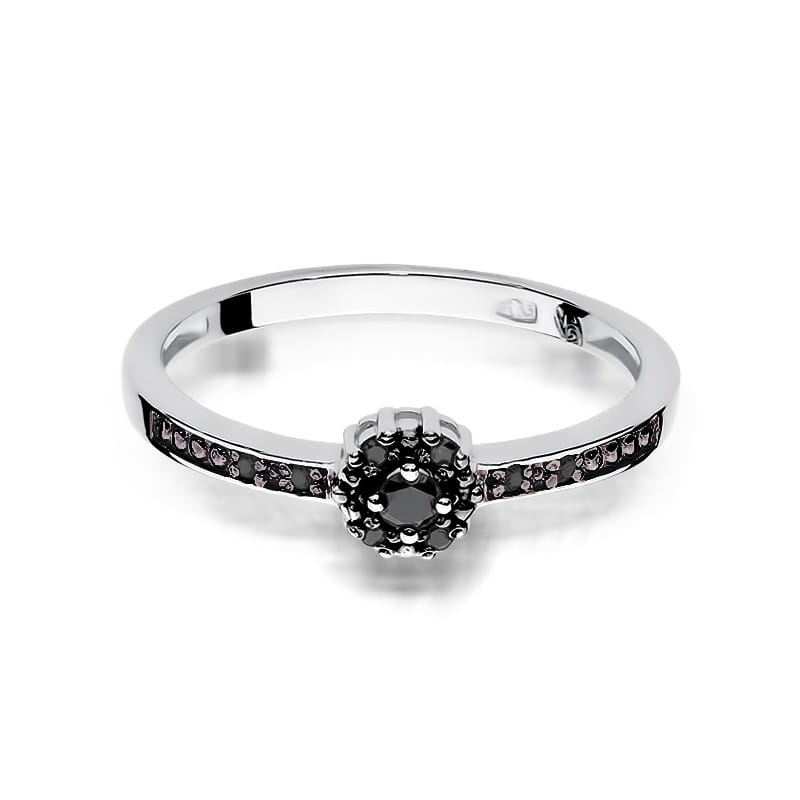 Inel Aur 9K cu Diamante Naturale Negre 0.09 ct, imaginea 6 din 8