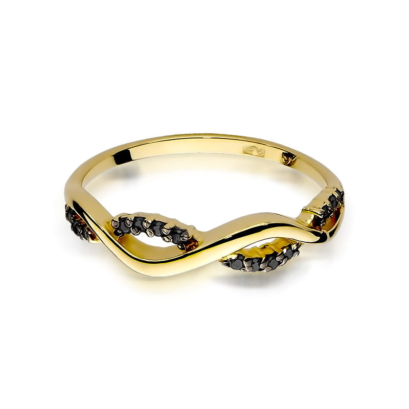 Inel Aur 9K cu Diamante Naturale Negre 0.07 ct, imaginea 2 din 8