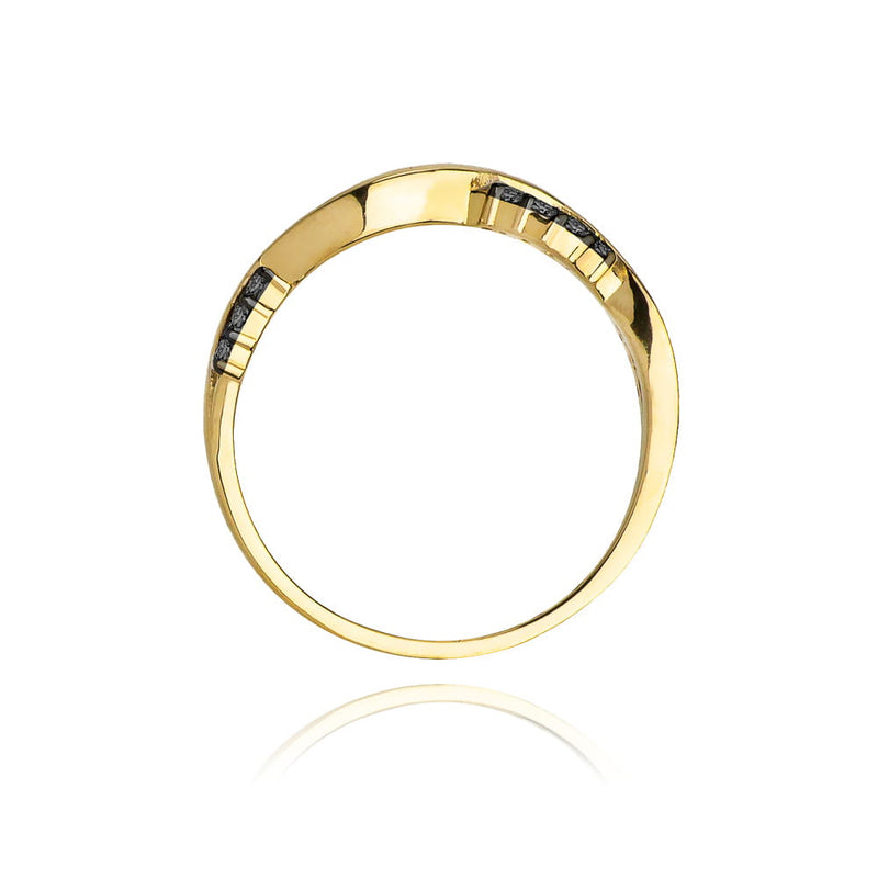 Inel Aur 9K cu Diamante Naturale Negre 0.07 ct, imaginea 3 din 8