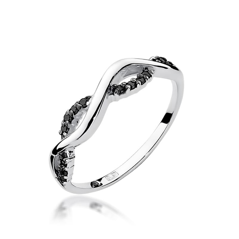 Inel Aur 9K cu Diamante Naturale Negre 0.07 ct, imaginea 5 din 8