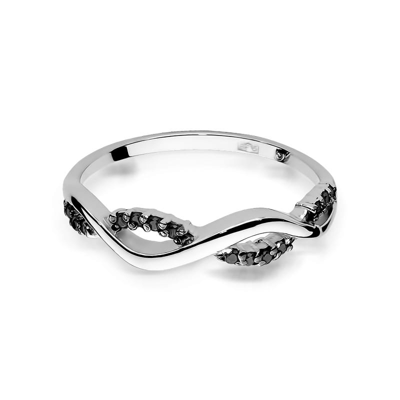 Inel Aur 9K cu Diamante Naturale Negre 0.07 ct, imaginea 6 din 8