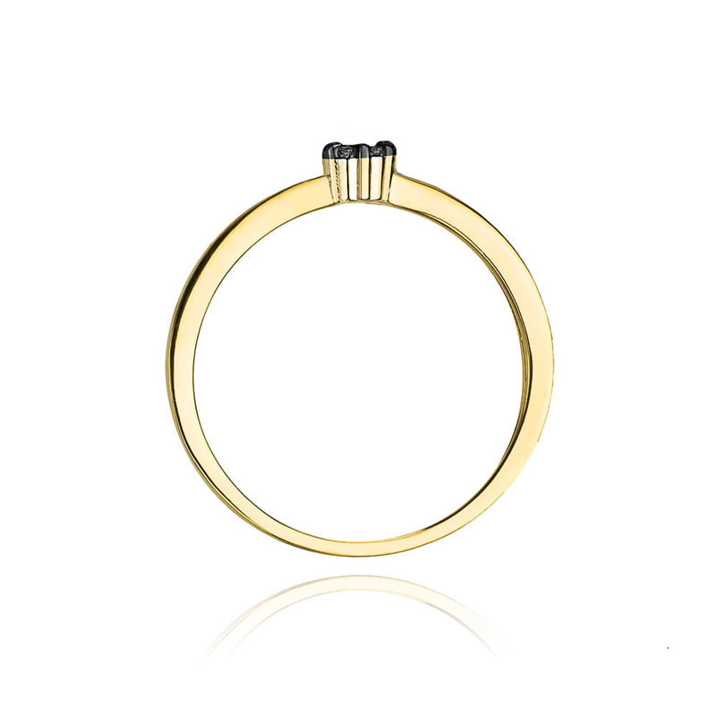 Inel Aur 9K cu Diamante Naturale Negre 0.04 ct, imaginea 3 din 8