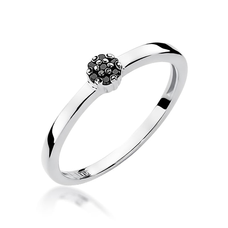 Inel Aur 9K cu Diamante Naturale Negre 0.04 ct, imaginea 5 din 8