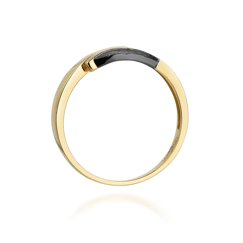 Inel Aur 9K cu Diamante Naturale Albe si Negre 0.03 ct, imaginea 3 din 8