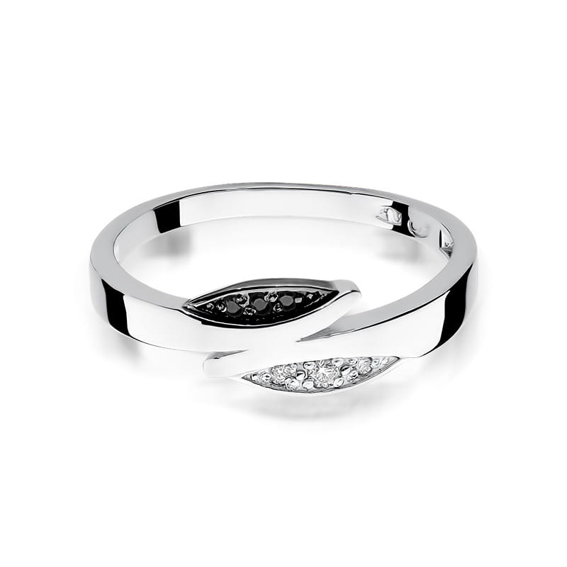 Inel Aur 9K cu Diamante Naturale Albe si Negre 0.03 ct, imaginea 6 din 8