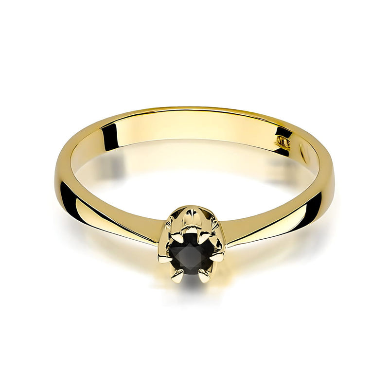 Inel Aur 9K cu Diamant Natural Negru 0.12 ct, imaginea 2 din 8