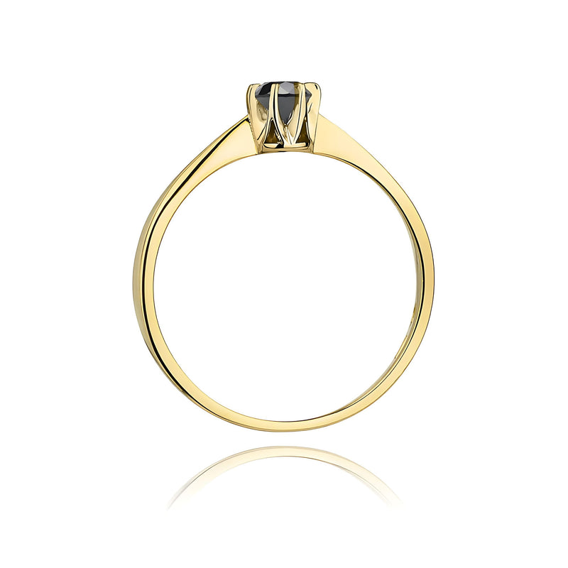 Inel Aur 9K cu Diamant Natural Negru 0.12 ct, imaginea 3 din 8
