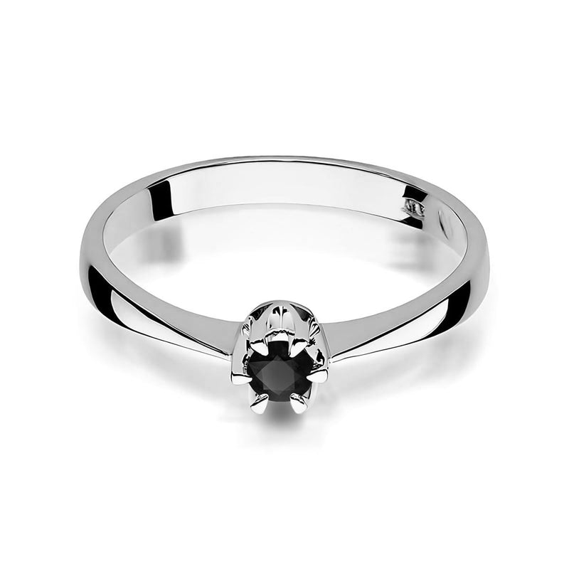 Inel Aur 9K cu Diamant Natural Negru 0.12 ct, imaginea 6 din 8