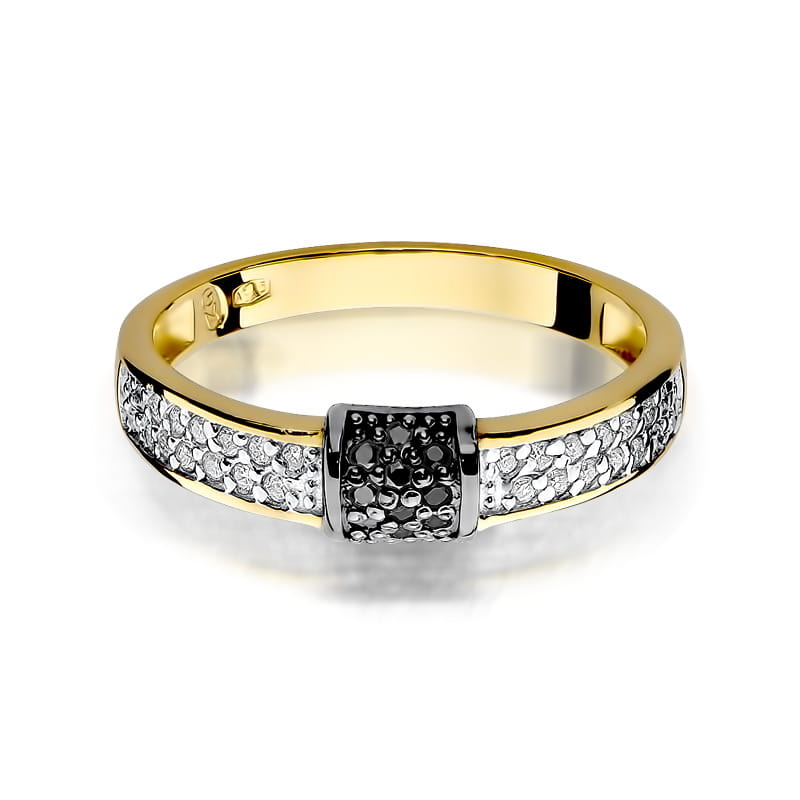 Inel Aur 9K cu Diamante Naturale Albe si Negre 0.19 ct, imaginea 2 din 7