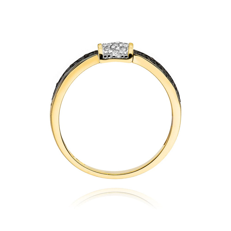 Inel Aur 9K cu Diamante Naturale Albe si Negre 0.19 ct, imaginea 3 din 7
