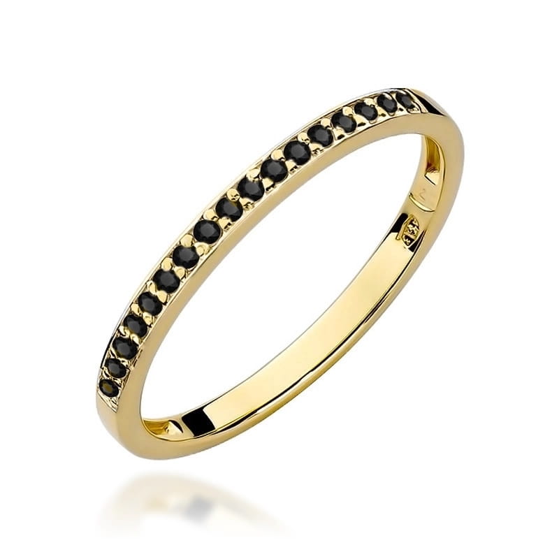 Inel Aur 9K cu Diamante Naturale Negre 0.09 ct — Aur galben