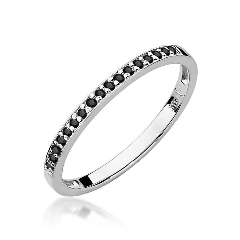 Inel Aur 9K cu Diamante Naturale Negre 0.09 ct, imaginea 4 din 7