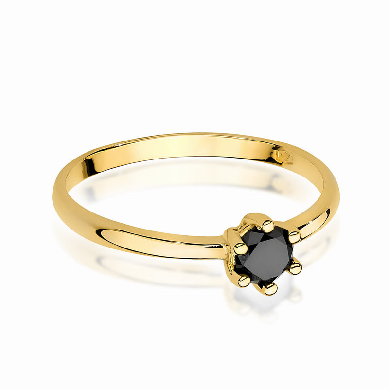 Inel Aur 9K cu Diamant Natural Negru 0.30 ct, imaginea 2 din 8