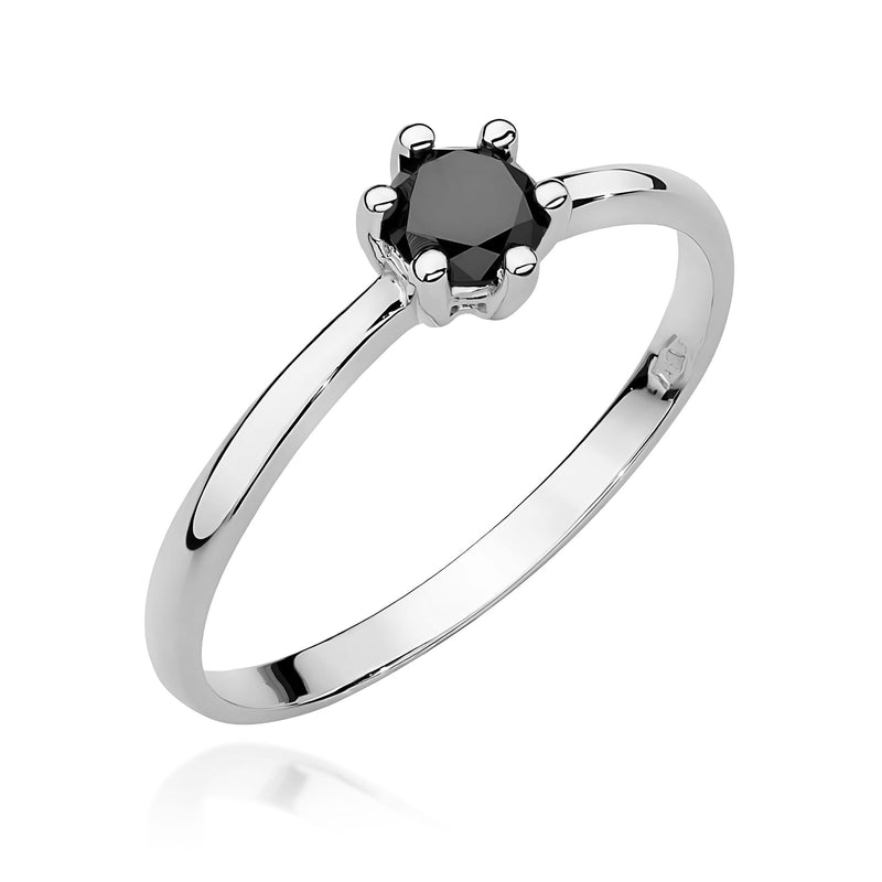Inel Aur 9K cu Diamant Natural Negru 0.30 ct, imaginea 5 din 8