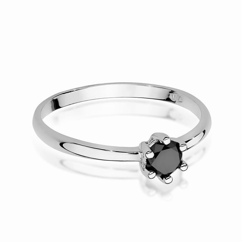 Inel Aur 9K cu Diamant Natural Negru 0.30 ct, imaginea 6 din 8