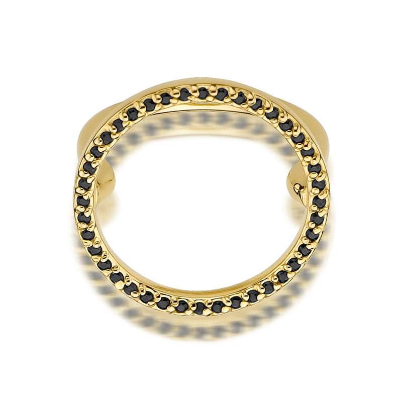 Inel Aur 9K cu Diamante Naturale Negre 0.20 ct, imaginea 2 din 6