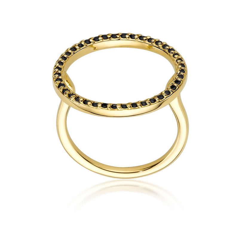 Inel Aur 9K cu Diamante Naturale Negre 0.20 ct, imaginea 3 din 6