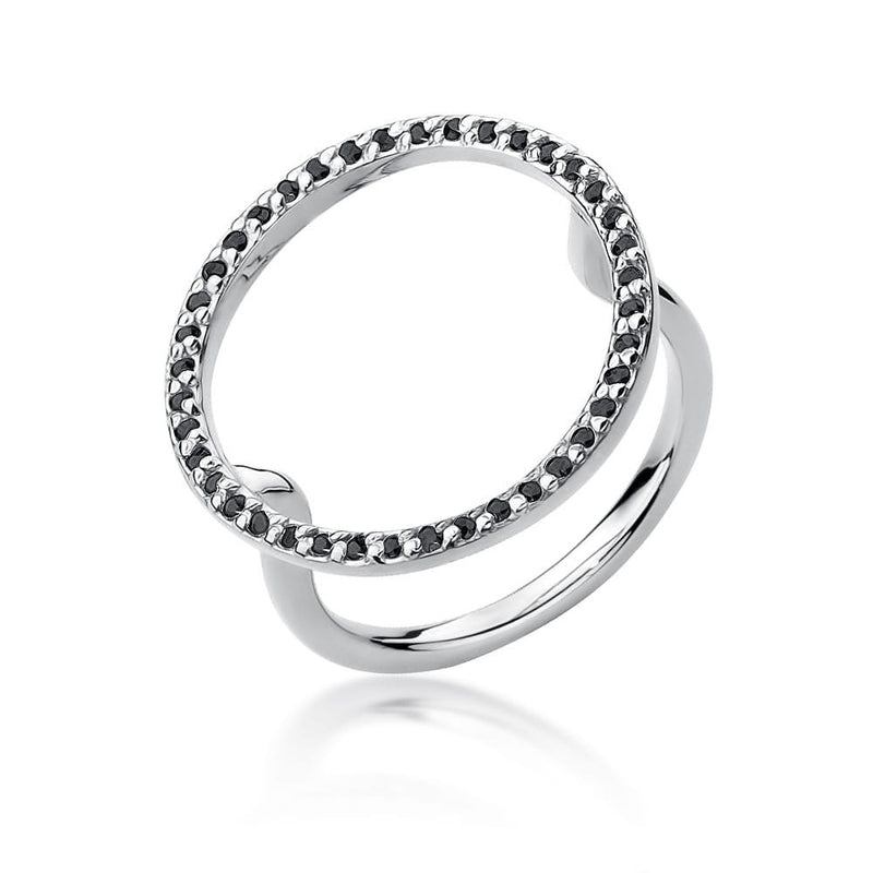 Inel Aur 9K cu Diamante Naturale Negre 0.20 ct, imaginea 4 din 6