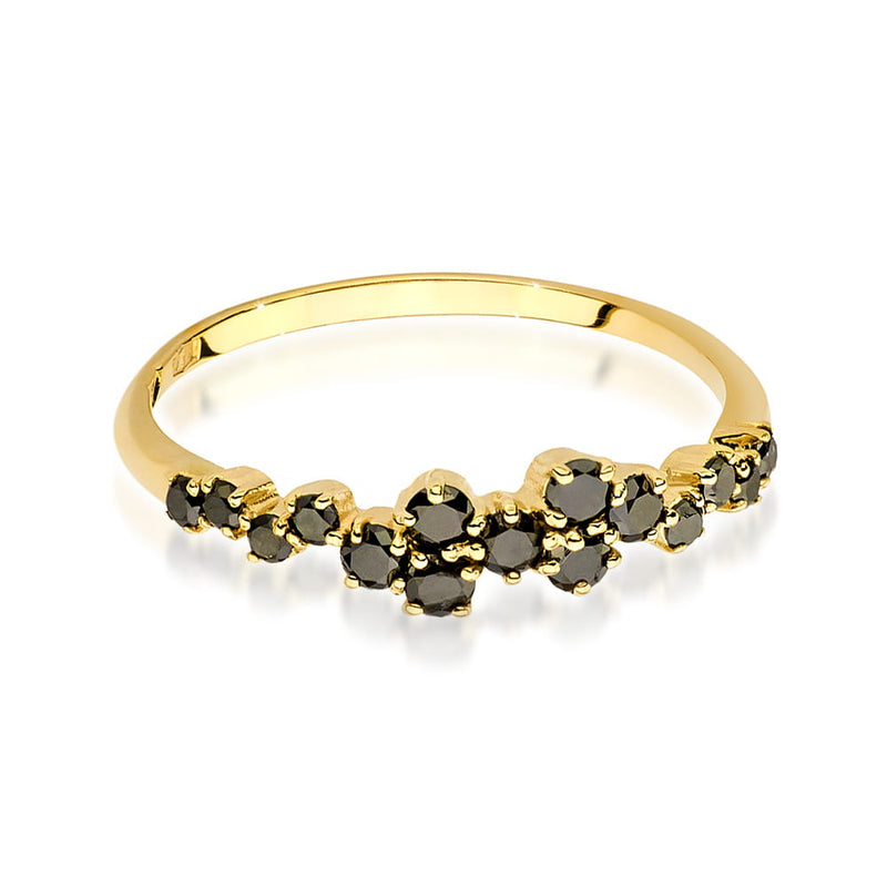 Inel Aur 9K cu Diamante Naturale Negre 0.33 ct, imaginea 2 din 6