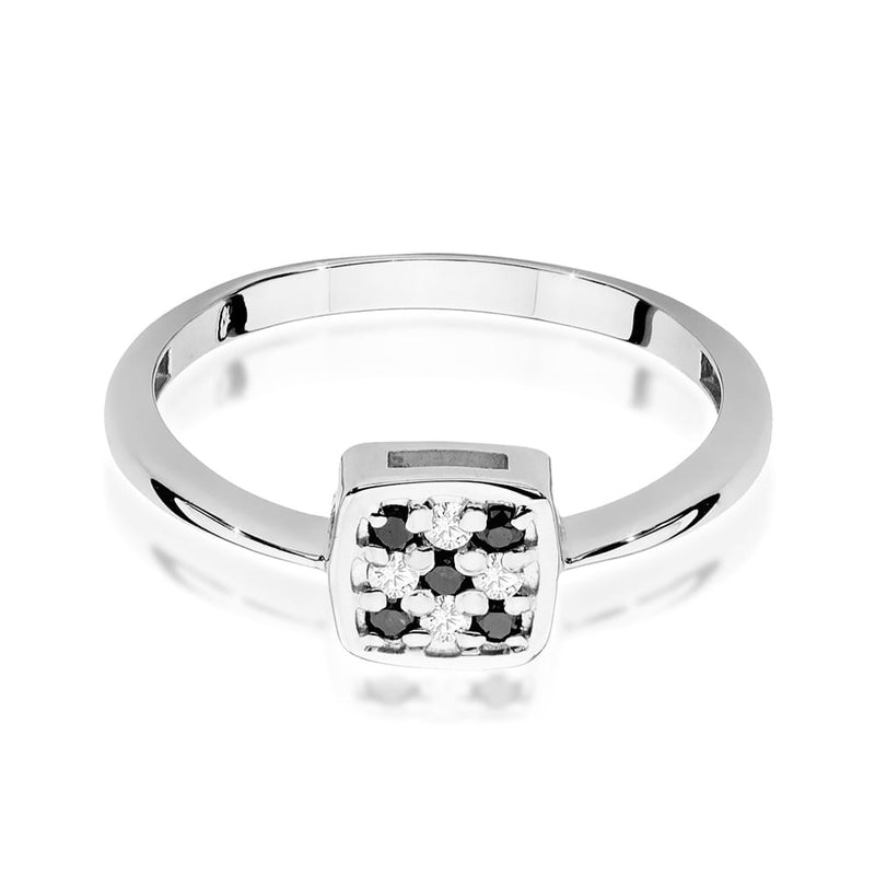 Inel Aur 9K cu Diamante Naturale Albe si Negre 0.13 ct, imaginea 6 din 8