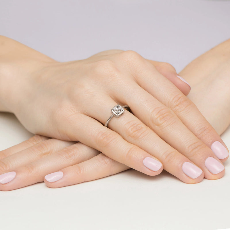Inel Aur 9K cu Diamante Naturale Albe si Negre 0.13 ct, imaginea 8 din 8