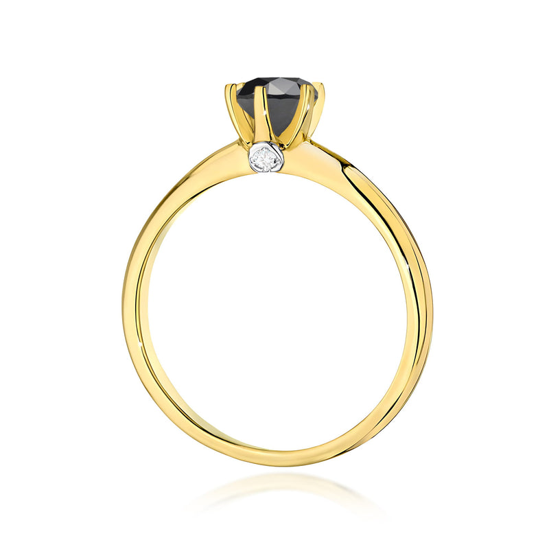 Inel Aur 9K cu Diamante Naturale Albe si Negre 0.54 ct, imaginea 3 din 8