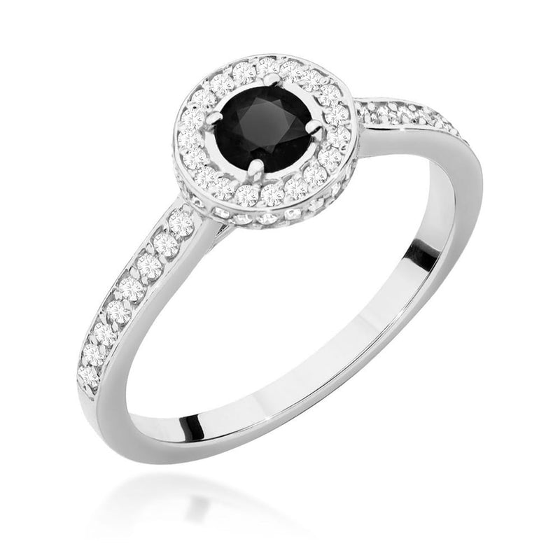 Inel Aur 9K cu Diamante Naturale Albe si Negre 0.64 ct, imaginea 5 din 7