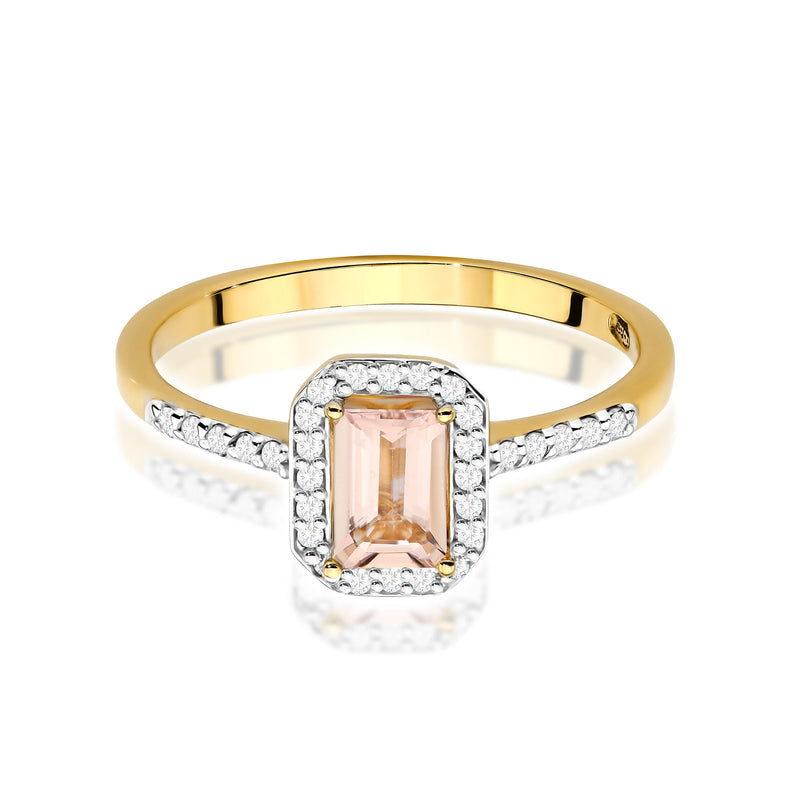 Inel Aur 9K cu Morganit 0.60 ct si Diamante Naturale 0.19 ct, imaginea 2 din 8