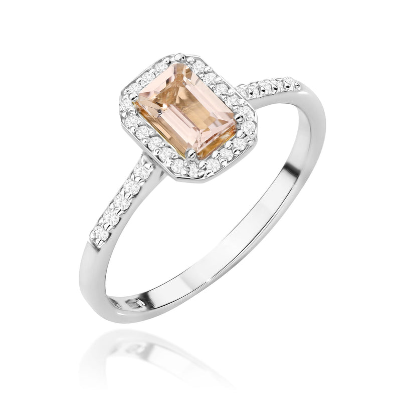 Inel Aur 9K cu Morganit 0.60 ct si Diamante Naturale 0.19 ct, imaginea 5 din 8