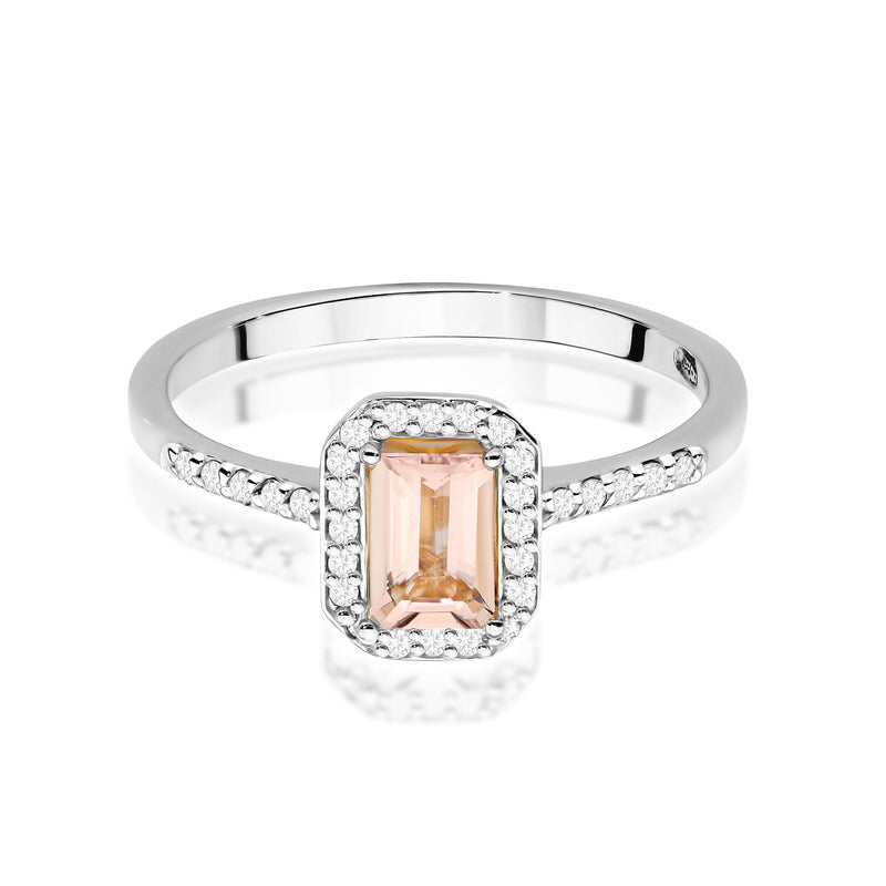 Inel Aur 9K cu Morganit 0.60 ct si Diamante Naturale 0.19 ct, imaginea 6 din 8