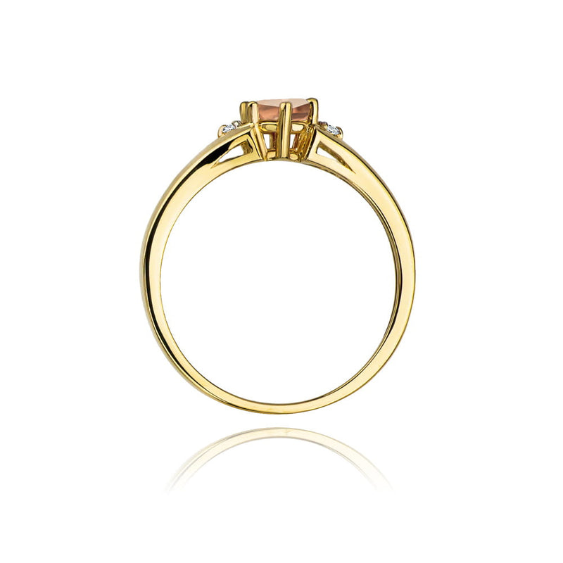 Inel Aur 9K cu Morganit 0.40 ct si Diamante Naturale 0.03 ct, imaginea 3 din 8