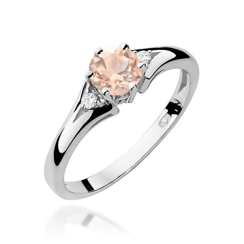 Inel Aur 9K cu Morganit 0.40 ct si Diamante Naturale 0.03 ct, imaginea 5 din 8
