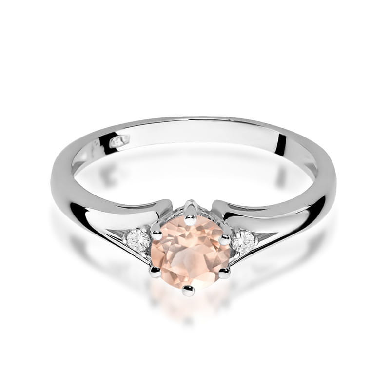 Inel Aur 9K cu Morganit 0.40 ct si Diamante Naturale 0.03 ct, imaginea 6 din 8