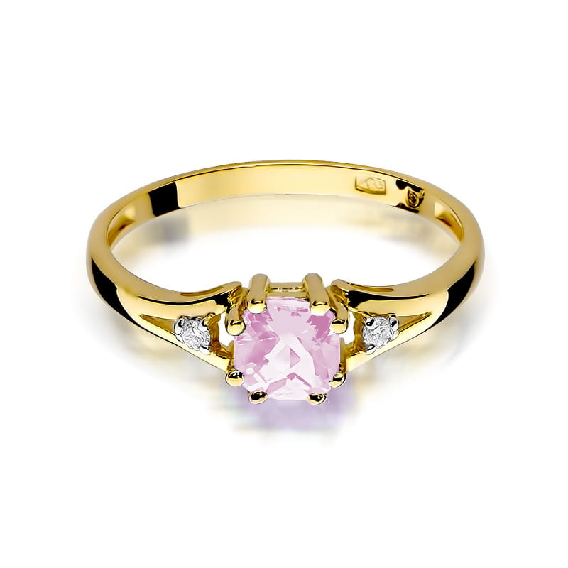 Inel Aur 9K cu Topaz Roz 0.65 ct si Diamante Naturale 0.03 ct, imaginea 2 din 8