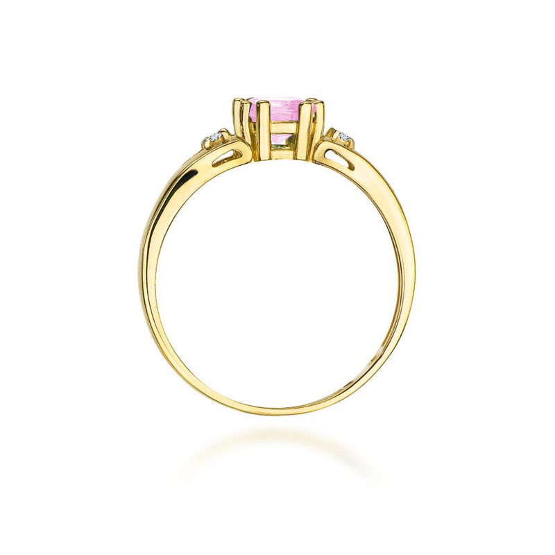 Inel Aur 9K cu Topaz Roz 0.65 ct si Diamante Naturale 0.03 ct, imaginea 3 din 8