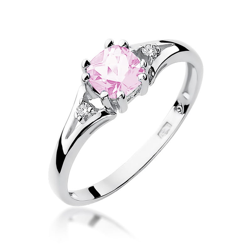 Inel Aur 9K cu Topaz Roz 0.65 ct si Diamante Naturale 0.03 ct, imaginea 5 din 8