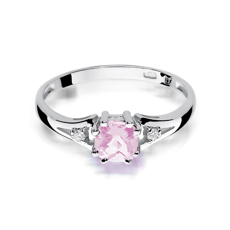 Inel Aur 9K cu Topaz Roz 0.65 ct si Diamante Naturale 0.03 ct, imaginea 6 din 8