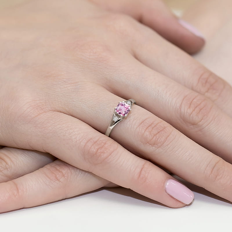 Inel Aur 9K cu Topaz Roz 0.65 ct si Diamante Naturale 0.03 ct, imaginea 8 din 8