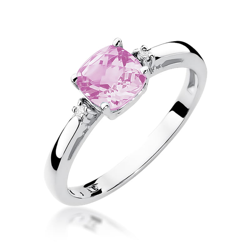 Inel Aur 9K cu Topaz Roz 1.10 ct si Diamante Naturale 0.03 ct, imaginea 5 din 8