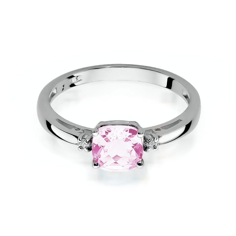 Inel Aur 9K cu Topaz Roz 1.10 ct si Diamante Naturale 0.03 ct, imaginea 6 din 8