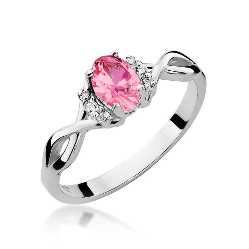 Inel Aur 9K cu Topaz Roz 0.50 ct si Diamante Naturale 0.05 ct, imaginea 5 din 8