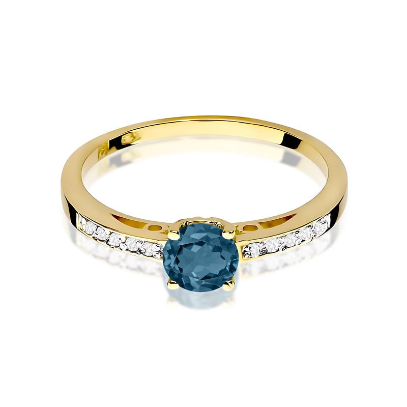 Inel Aur 9K cu Topaz London Blue 0.50 ct si Diamante Naturale 0.05 ct, imaginea 2 din 8