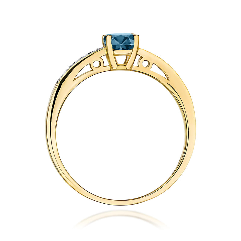 Inel Aur 9K cu Topaz London Blue 0.50 ct si Diamante Naturale 0.05 ct, imaginea 3 din 8
