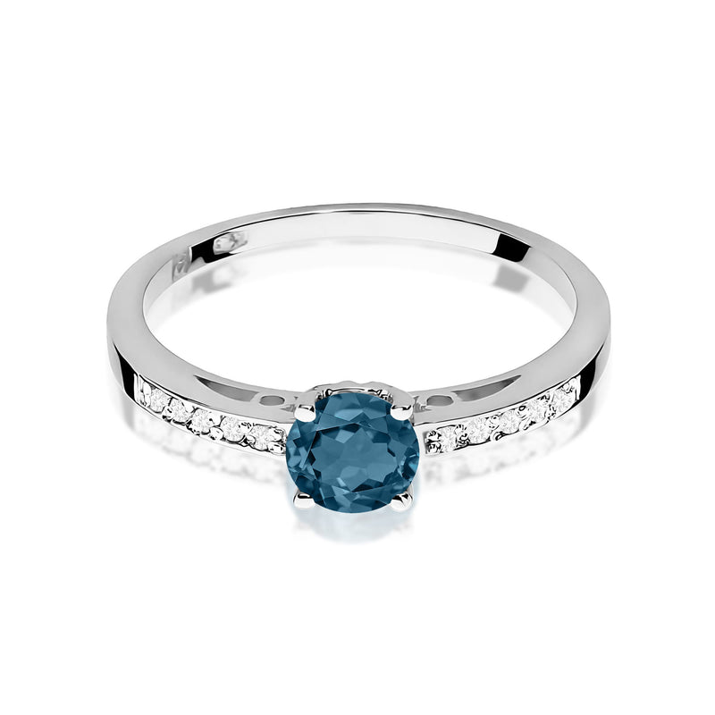 Inel Aur 9K cu Topaz London Blue 0.50 ct si Diamante Naturale 0.05 ct, imaginea 6 din 8