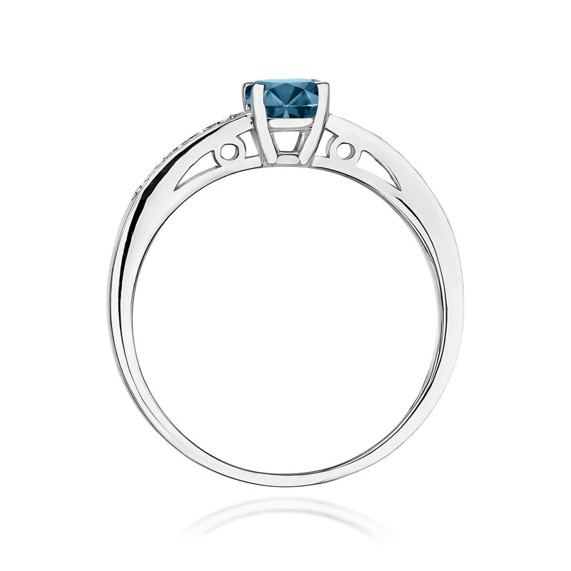 Inel Aur 9K cu Topaz London Blue 0.50 ct si Diamante Naturale 0.05 ct, imaginea 7 din 8