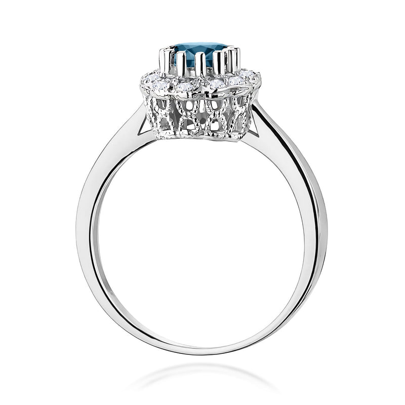 Inel Aur 9K cu Topaz London Blue 0.50 ct si Diamante Naturale 0.17 ct, imaginea 7 din 8